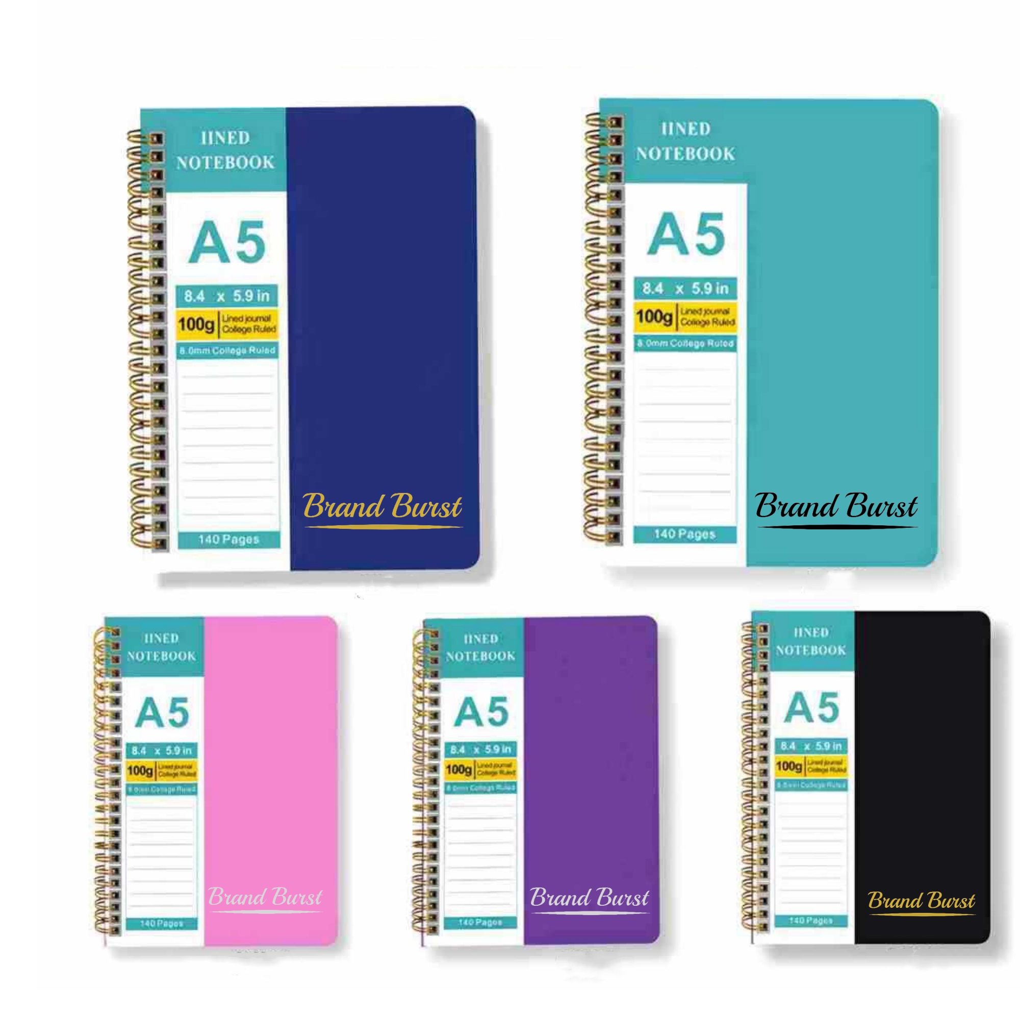 A5 Lined Spiral Journal Notebook Item No#31366