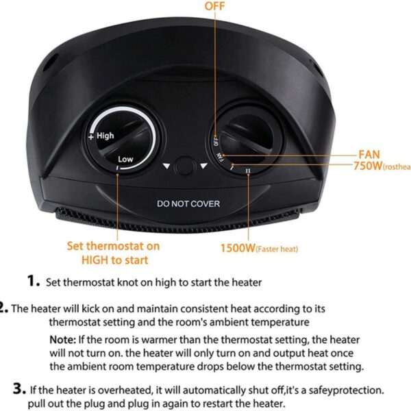 Portable Electric Heater Fan Item No#31384 - Image 6