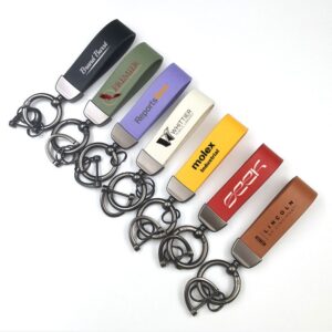 Leather Car Keychain With 4 Rings Item No#30621