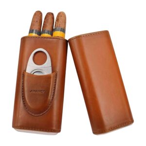 3- Finger Brown Leather Cigar Case Item No#30936