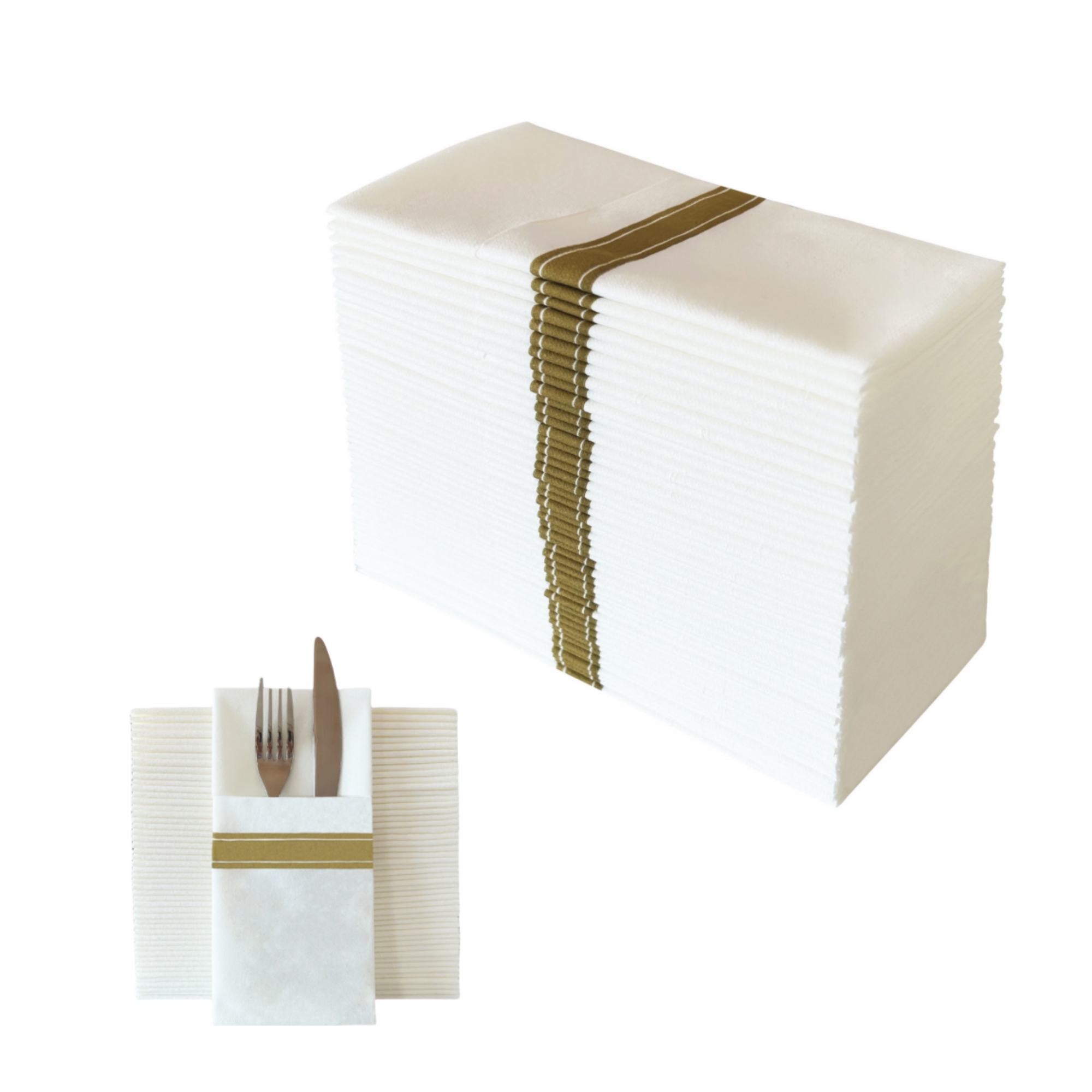 Dinner Napkins With Pocket And Gold Trim Lined Item No#31429 - Image 2