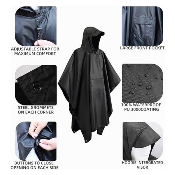 Hooded Rain Poncho With Pocket Item No#31594 - Image 4