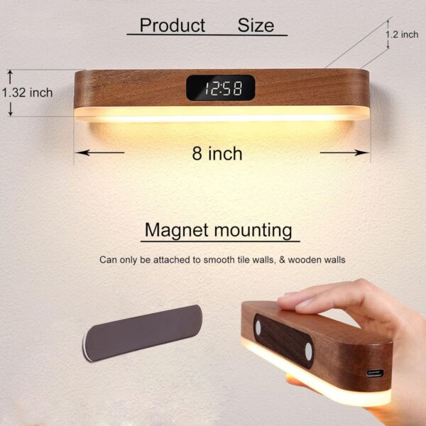 Magnetic Wall Night Light With Clock Item No#31639 - Image 3