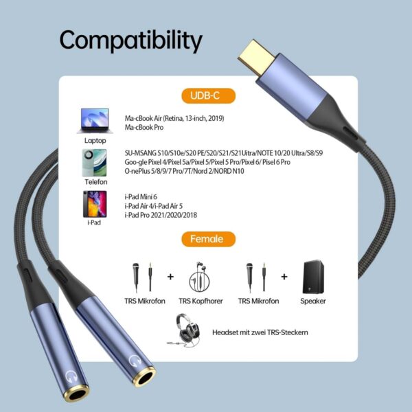 Usb C To Two 3.5Mm Female Audio Adapter Item No#31647 - Image 4