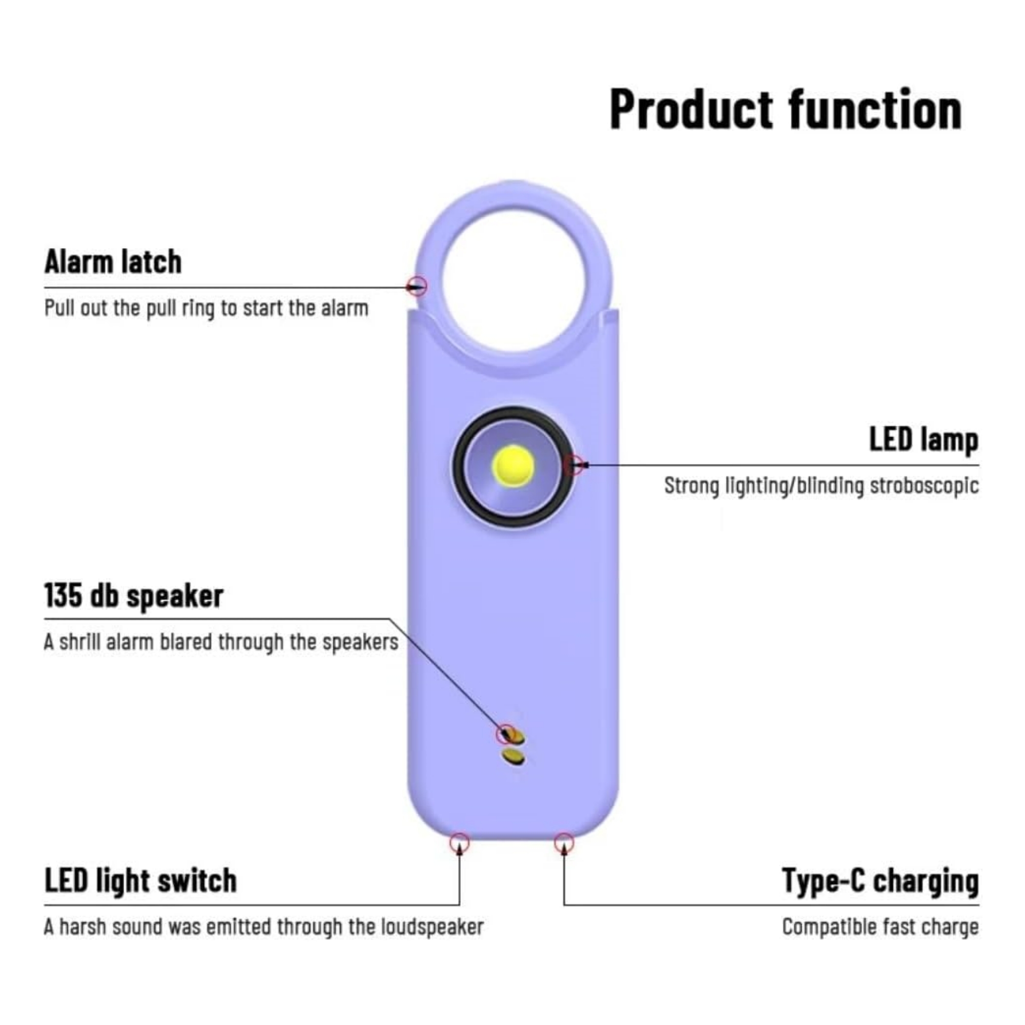 Rechargeable Emergency Safety Alarm Item No#31651 - Image 4