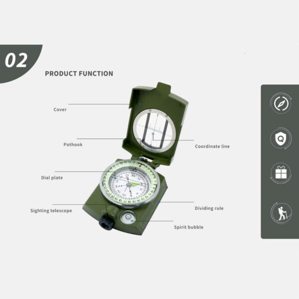 Military Grade Hiking Survival Compass Item No#32074 - Image 4