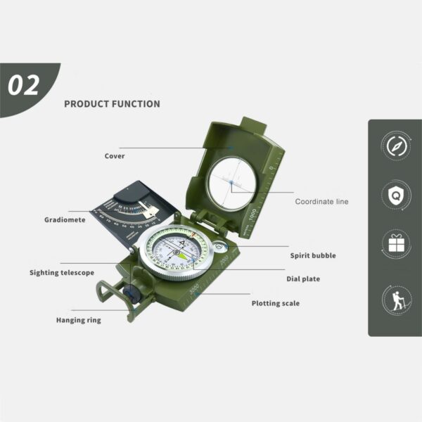 Military Grade Hiking Survival Compass Item No#32075 - Image 4
