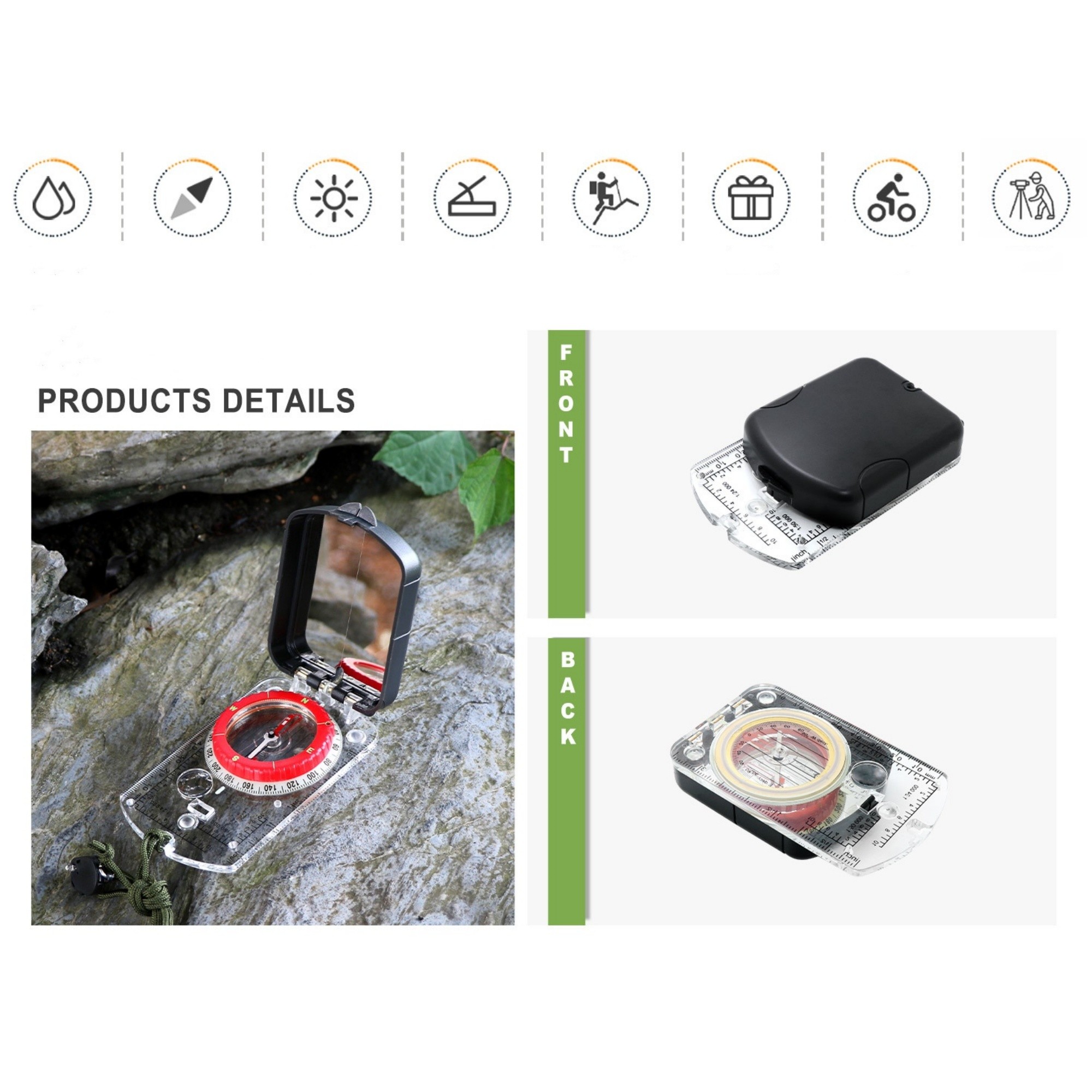 Sighting Mirror Compass With Led Light Item No#32082 - Image 4