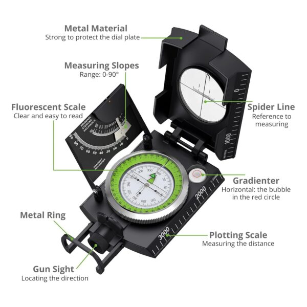 Professional Metal Waterproof Compass Item No#32084 - Image 4