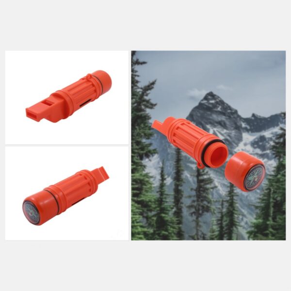 5-In-1 Orange Survival Compass With Whistle Item No#32090 - Image 4