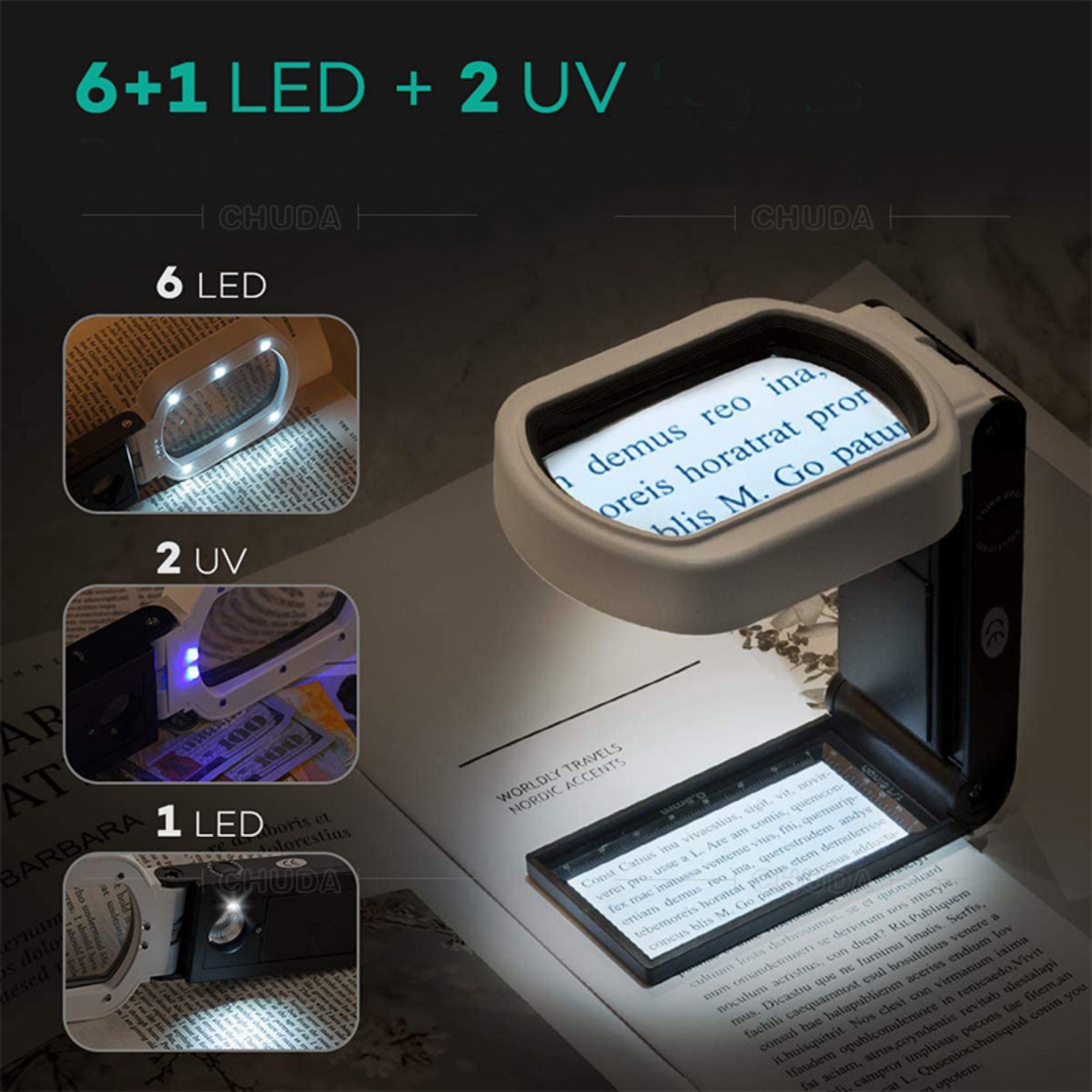 10X 25X Magnifying Glass With Light And Stand Item No#32131 - Image 4