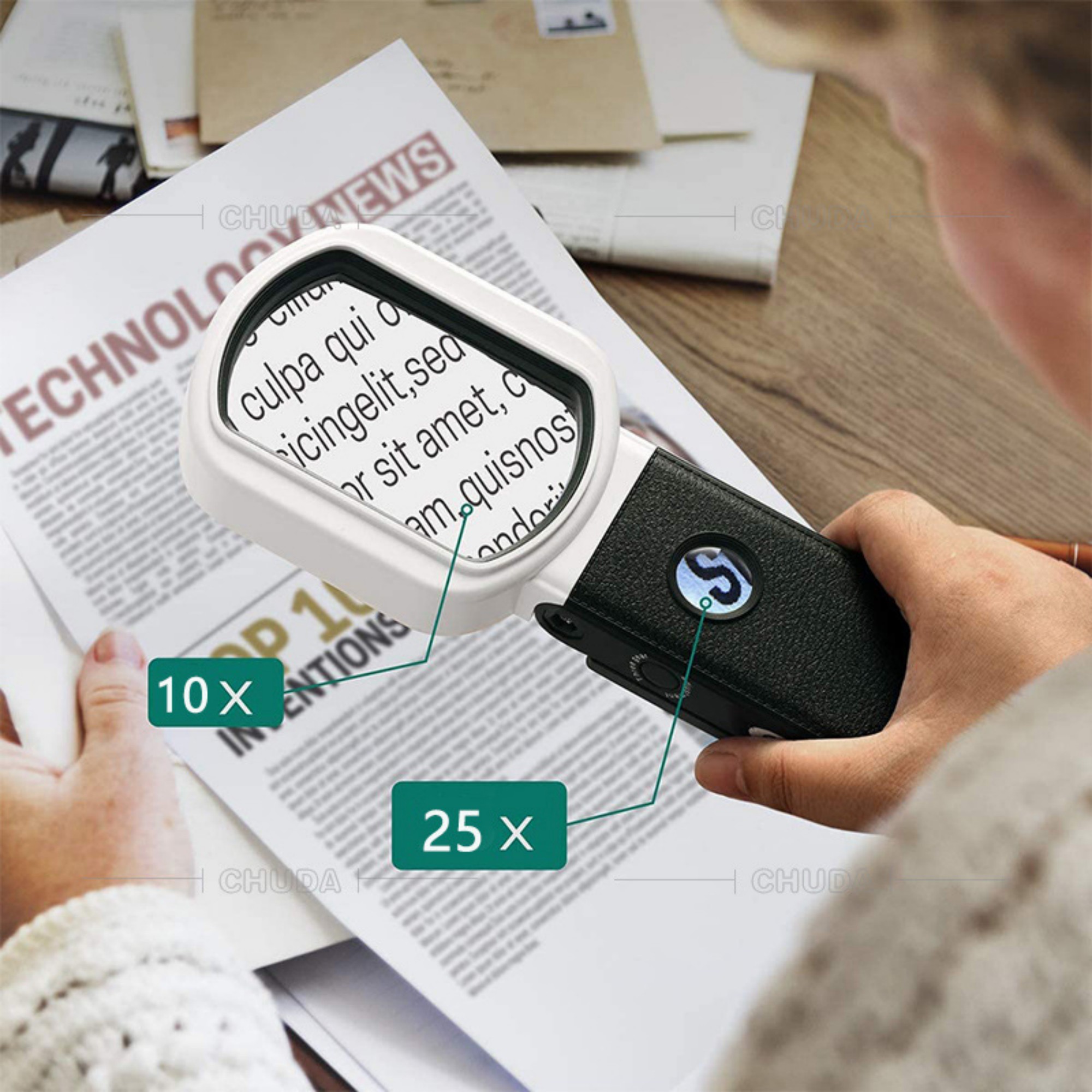 10X 25X Magnifying Glass With Light And Stand Item No#32131 - Image 5