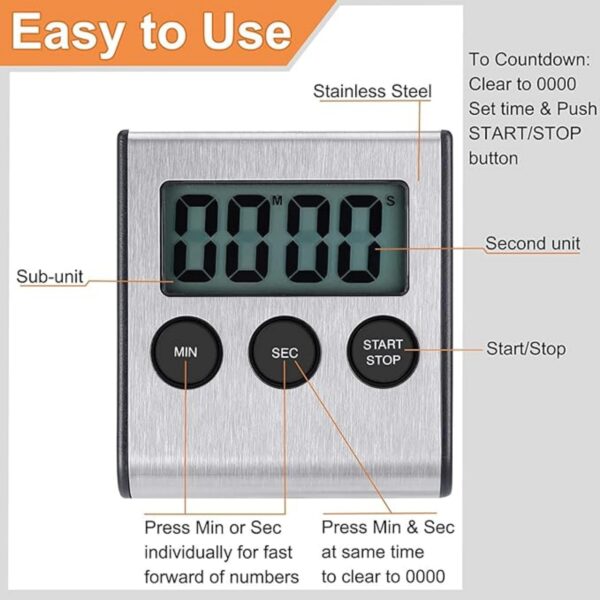 Stainless Steel Timer With Loud Alarm Item No#32147 - Image 4