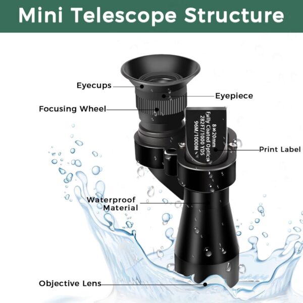 8X20 Mini Pocket Zoom Monocular Telescope Item No#32155 - Image 4