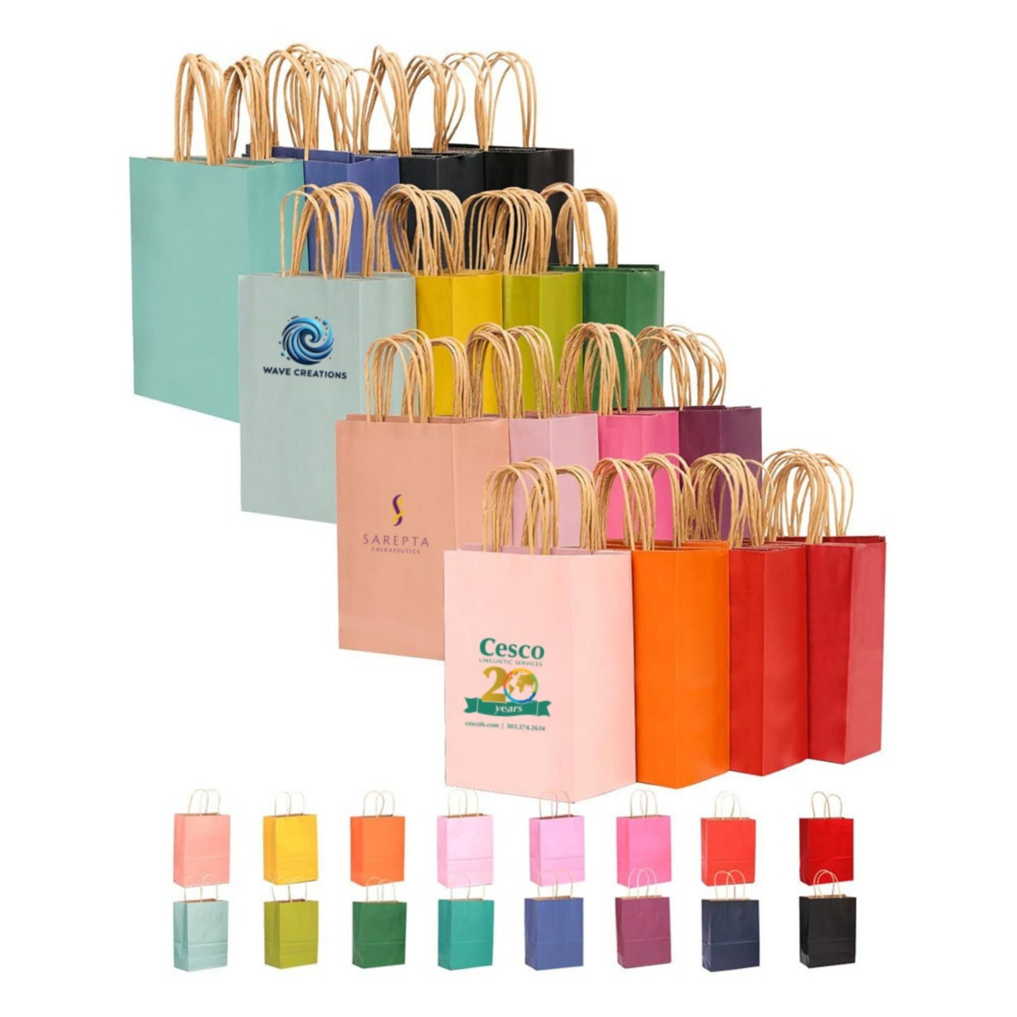 Solid Color Paper Bags With Handles Item No#32179