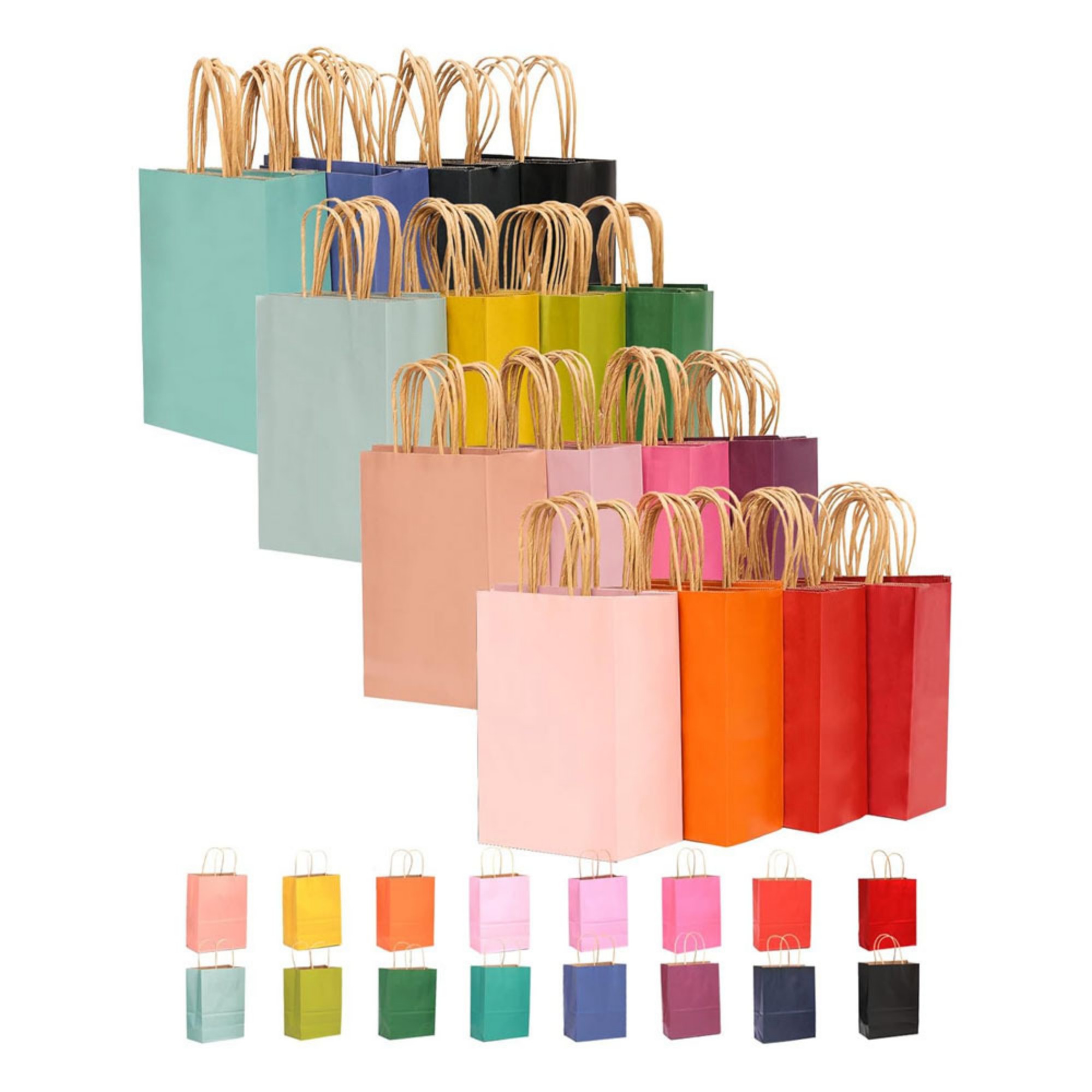 Solid Color Paper Bags With Handles Item No#32179 - Image 2