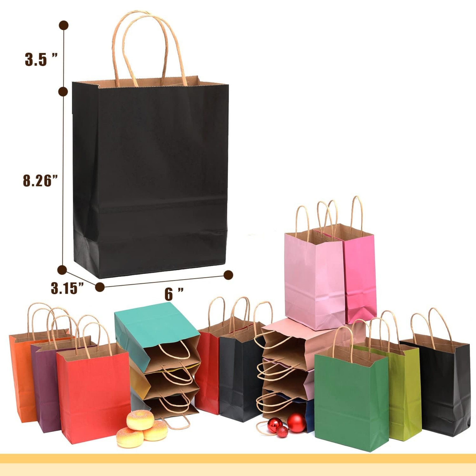 Solid Color Paper Bags With Handles Item No#32179 - Image 3