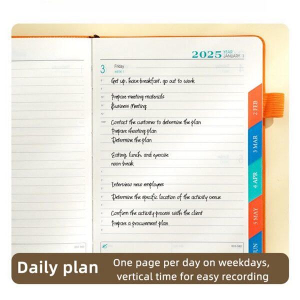 2025 Jan - Dec 5.8" X 8.4" A5 Bandaged Daily Planner Item No#32182 - Image 5