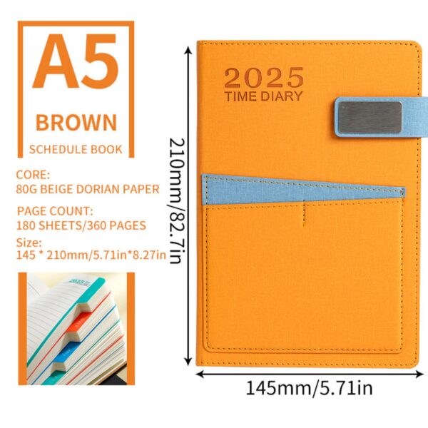 2025 Jan - Dec 5.8" X 8.4" A5 Buckle Daily Planner Item No#32183 - Image 3