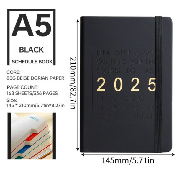 2025 Jan - Dec 5.8" X 8.4" A5 Daily Planner Item No#32189 - Image 3