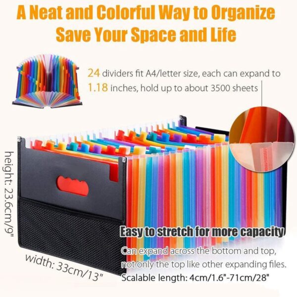 24 Pockets Expanding File Folder With Cloth Edge Wrap Item No#32206 - Image 3