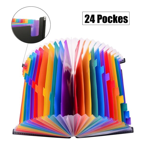 24 Pockets Expanding File Folder With Cloth Edge Wrap Item No#32206 - Image 4