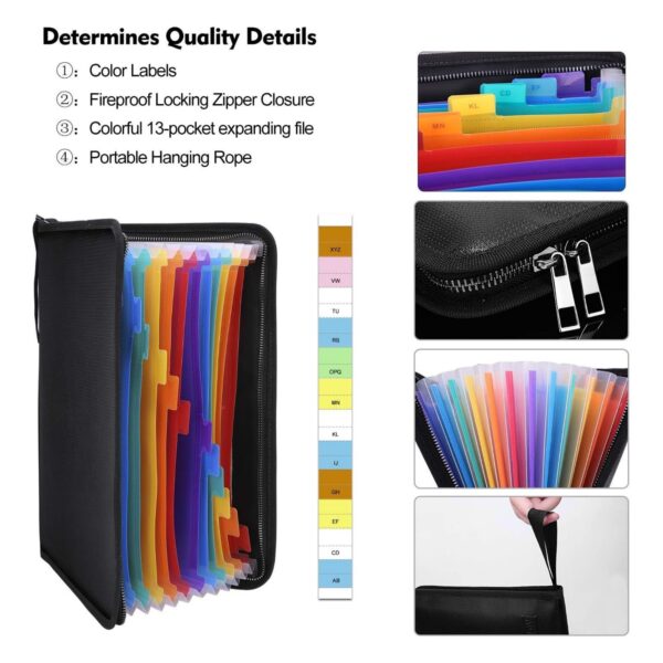 Fireproof Expanding File Folder With 13 Multicolored Pockets Item No#32207 - Image 4