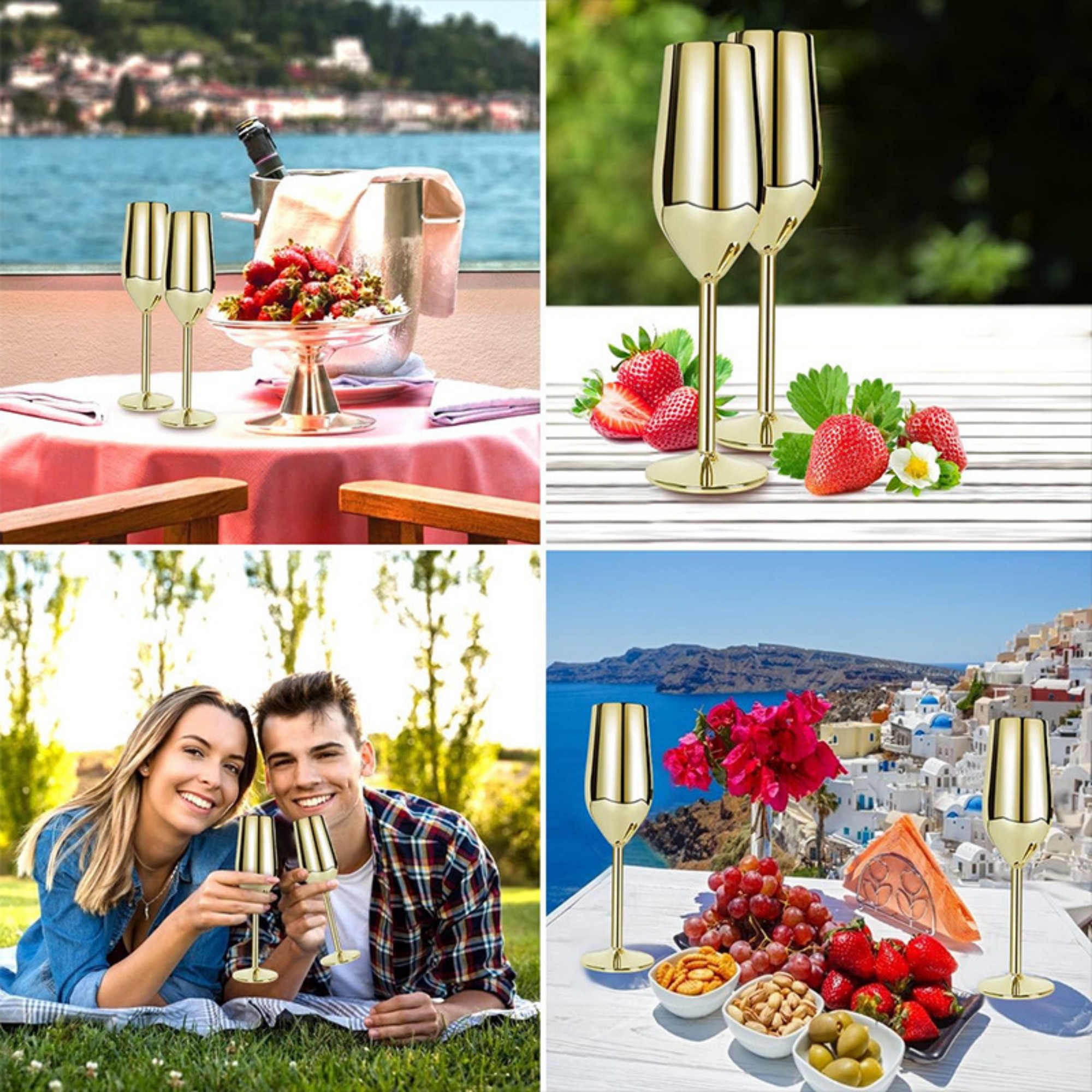 2 Pack 6Oz Stainless Steel Champagne Flutes Glass Item No#32232 - Image 4