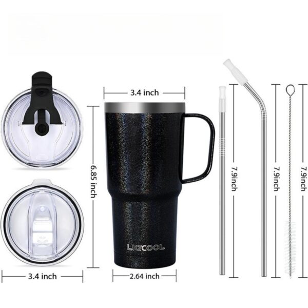 Double Wall Vacuum Stainless Steel Tumbler With Straw And 2 Lids Item No#32236 - Image 3