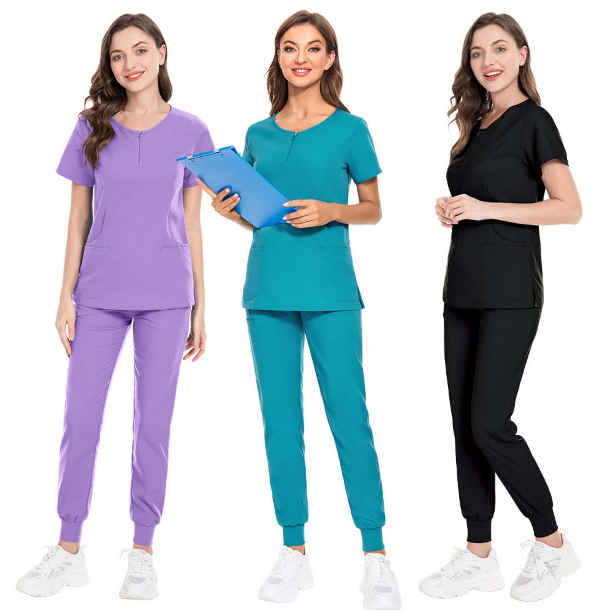 Notched V Neck Scrubs Set For Women Item No#32344 - Image 4