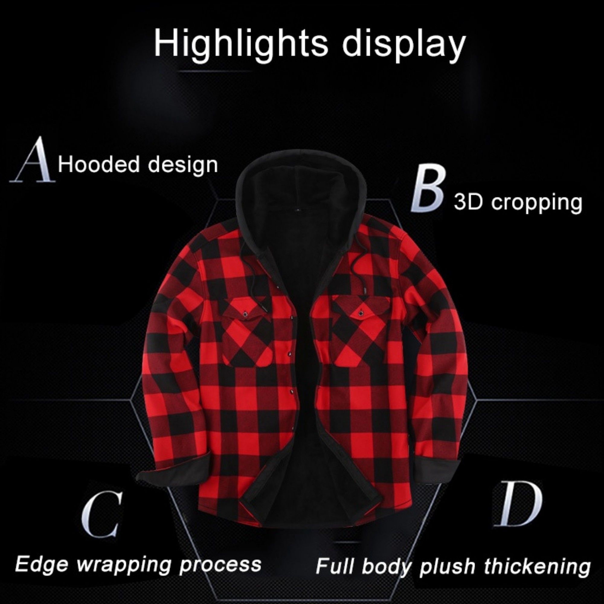 Men's Lined Flannel Jacket With Hood Item No#32351 - Image 3