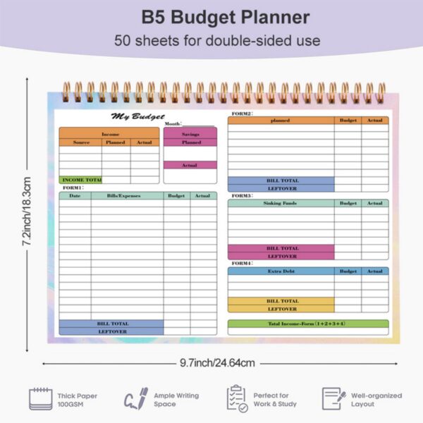 B5 50 Sheets Undated Budget Planner Item No#32416 - Image 3
