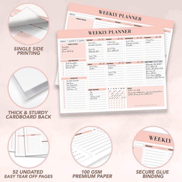 B5 52 Sheets Twin Coil Binding Weekly Planner Item No#32417 - Image 4