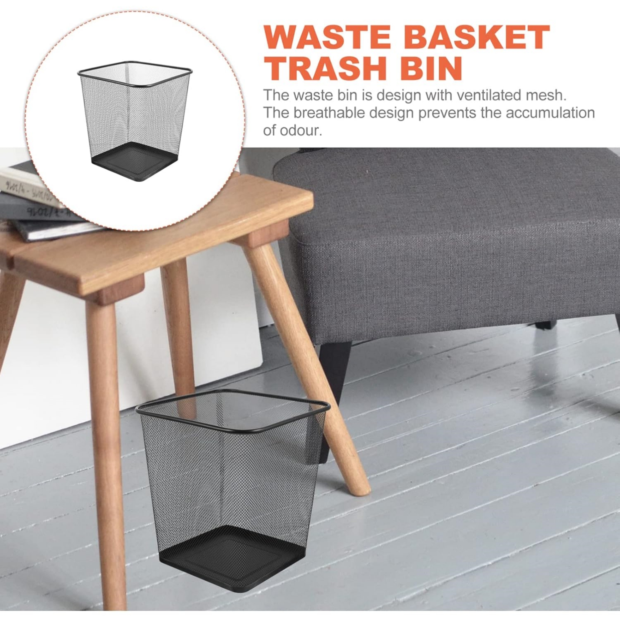 Square Mesh Wastebasket Item No#31707 - Image 5