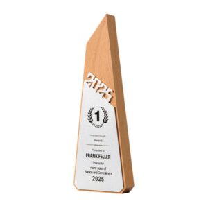 2025 Wooden Trophy With Metal Accents Item No#32481