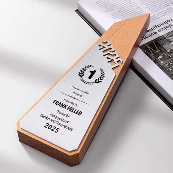2025 Wooden Trophy With Metal Accents Item No#32481 - Image 4