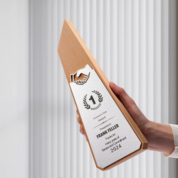 Handshake Design Wooden Trophy Item No#32485 - Image 4