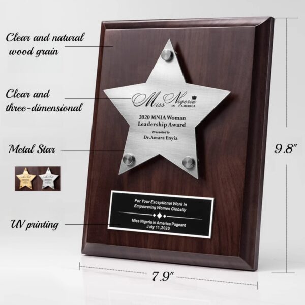 Metal Star Wooden Medal Item No#32501 - Image 3