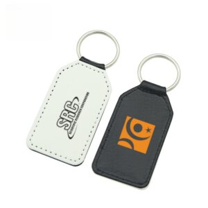 Chamfered Rectangle PU Leather Keychain Item No#32534