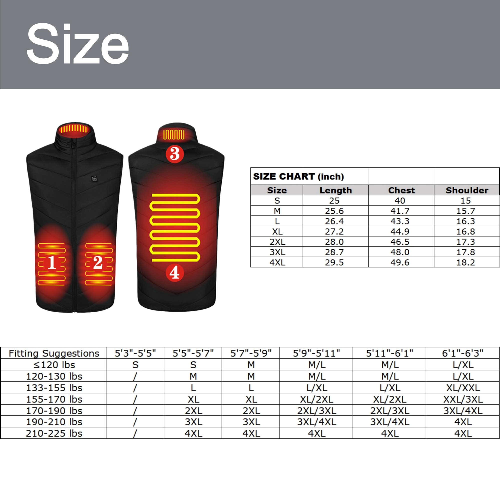 Heating Vest 4 Areas Item No#30339 - Image 2
